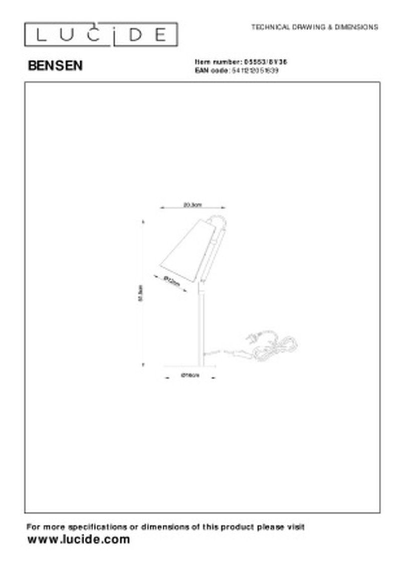 Lucide BENSEN - Stolná lampa - 1xE14 - šedá